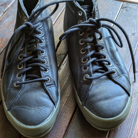 Hugo Boss Mens Black Leather High Tops Size 41 - Picture 7 of 15